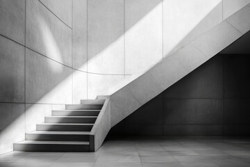 Obraz premium Modern Abstract Stairway Leading Upward in Minimalist Interior Design with Dramatic Lighting