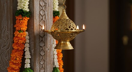 Ornamental oil lamp, festive decor