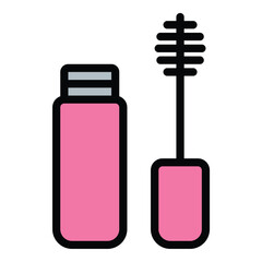 Eye mascara icon flat line style illustration representing eye makeup and lash enhancement, suitable for beauty, cosmetics, and personal care-related projects