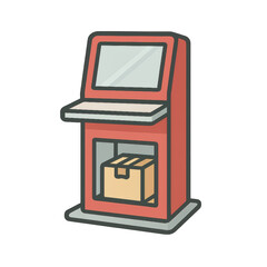 Automated parcel drop off kiosk designed for convenient package handling. This user friendly machine simplifies process of sending and receiving parcels efficiently
