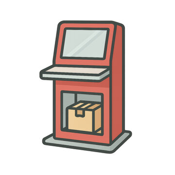 Automated parcel drop off kiosk designed for convenient package handling. This user friendly machine simplifies process of sending and receiving parcels efficiently