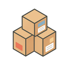 Obraz premium Stacked boxes with colorful labels create organized and vibrant display, perfect for storage or shipping needs. These boxes symbolize efficiency and order in logistics