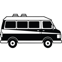 Black Silhouette Police Van Icon Isolated on White Background, Law Enforcement Vehicle Vector Illustration © Ankabut team