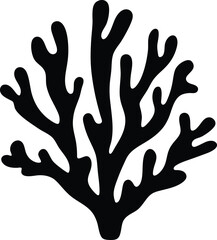 Coral silhouette, coral reef silhouette vector