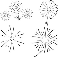 Obraz premium four beautiful fireworks shapes in line art style