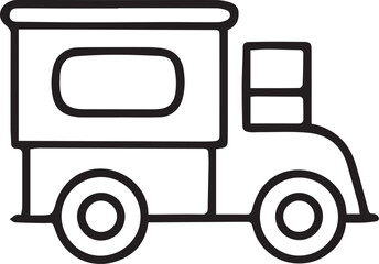 Bus and Truck Transport Icons in Stroke Line Style
