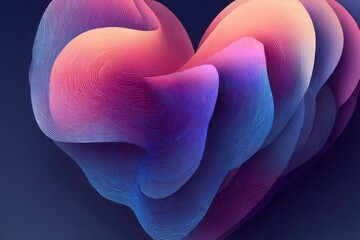 Abstract Heart Shape with Colorful Swirls and Smooth Curves