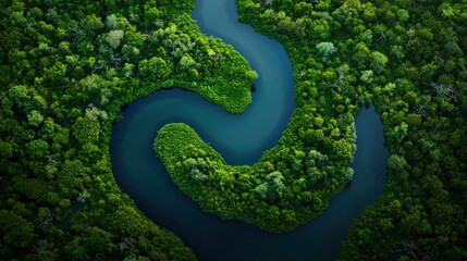 Aerial view of the Okavango Delta's intricate waterways, surrounded by wildlife and lush vegetation