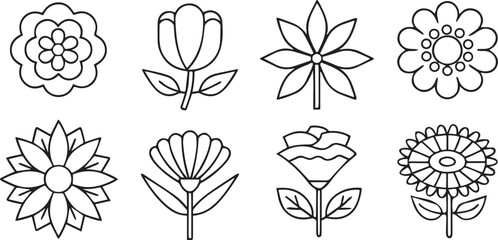 Botanical Elements Icon Set in Clean Editable Line Art Style