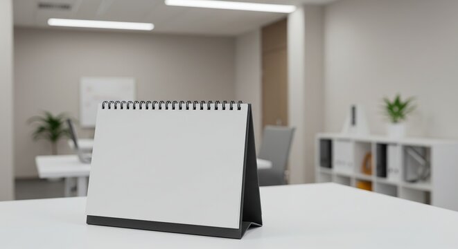 Desk calendar mockup template for branding presentation in office workspace setting visual design on transparent background