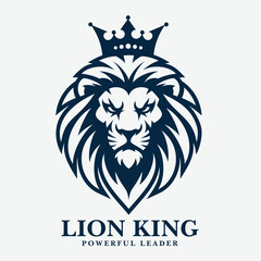 Majestic Lion Head with Crown – Vector Emblem Design