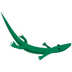 Minimalist green caiman alligator icon, top view vector illustration.