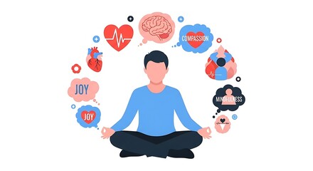 "Mental Health Awareness – Flat Vector with Mindfulness and Wellness Icons"

