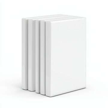 Stack of Blank White Books on White Background