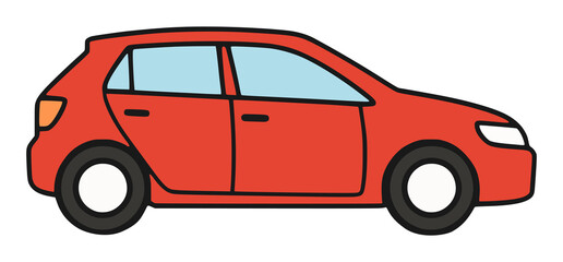 red hatchback car vehicle transportation flat color vector illustration template design