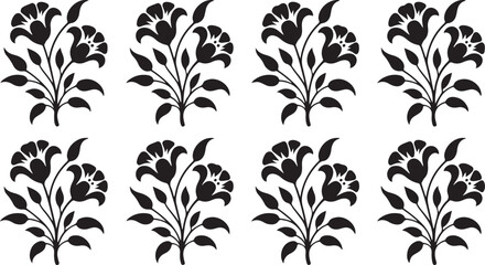 Seamless Repeating Floral Silhouette Pattern Design