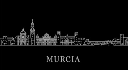 Obraz premium Murcia Skyline Outline.
