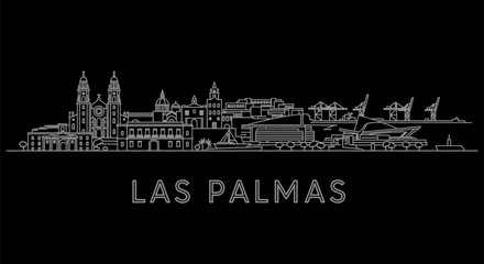 Fototapeta premium Las Palmas Skyline Vector Travel Canary Islands.