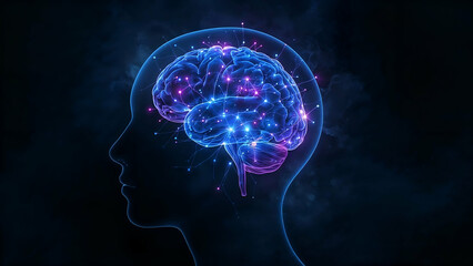 Digital Brain Concept with Glowing Neural Connections and Technology Symbolism