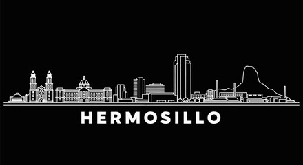 Obraz premium Hermosillo skyline silhouette with Mexico city.