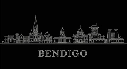 Fototapeta premium Bendigo City Skyline Silhouette Vector.