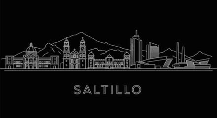 Obraz premium Saltillo Skyline Mexico Cityscape Line Art.