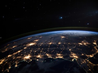 Obraz premium Earth at night stunning space view city lights