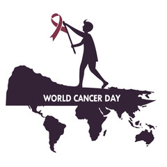 Fototapeta premium silhouette World Cancer Day on white background