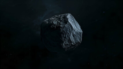 Detailed View of Asteroid in Deep Space with Dark Background