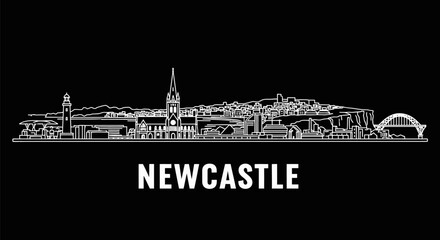 Newcastle Skyline Vector with Cityscape Silhouette.