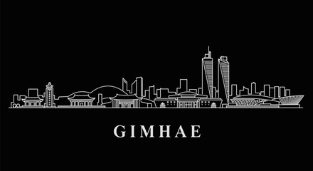 Fototapeta premium Gimhae skyline with South Korea, and vector silhouette.