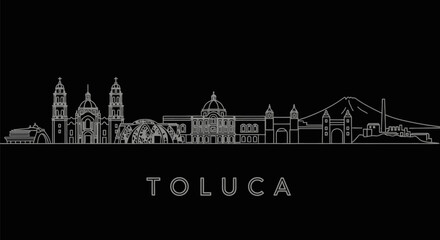 Obraz premium Toluca Skyline with Mexico, Cityscape, and Vector.