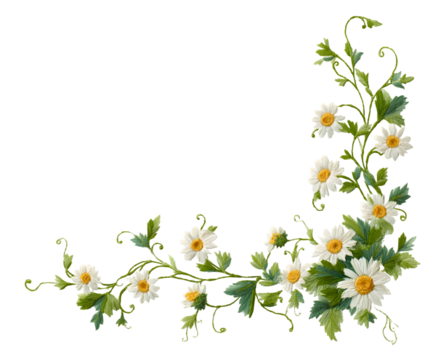 Elegant Daisy Flower Vine Corner Design