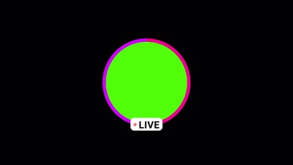 Live social media broadcast green screen animation on black background, social media live green screen banner animated. - Powered by Adobe