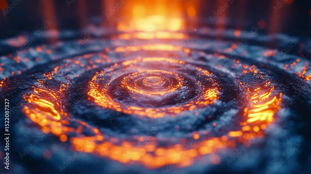 Aufkleber molten core: an artistic rendering of a molten core, with concentric circles of intense heat and fie