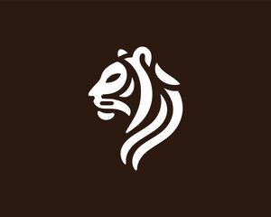 Clean tiger head symbol in logo design