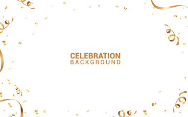 Celebration blank background clipart design. Greeting card template clip art with gold confetti elements for minimal and simple editable invitation template vector illustration.