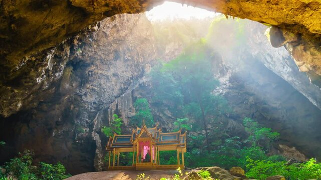 Timelapse Phraya Nakhon Cave is a cave located in Khao Sam Roi Yot National Park, Prachuap Khiri Khan. Inside the cave is the Phra Thinang Khuha Khrueasri, built during the reign of King Chulalongkorn