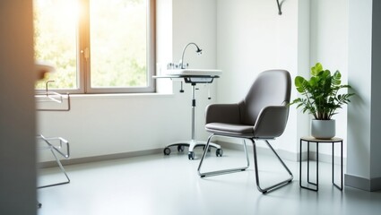 Modern waiting room with comfortable seating and natural light.