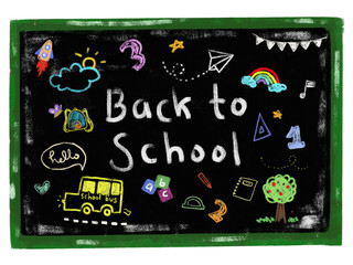 Cute hand drawn back to school text in grunge black board crayon kids doodle watercolor illustration brush design png clipart
