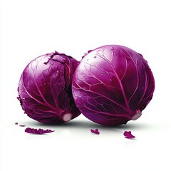 Fresh Purple Cabbage Surrounded by Green Leaves