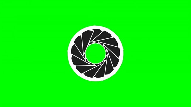Camera shutter aperture animation on green screen background. 4k 60fps