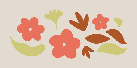 Hand-Drawn Colorful Organic Floral Shapes Collection
