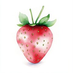 Fresh Red Strawberry With Green Leaves And Bright Texture
