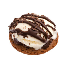 Frozen chocolate dessert sandwich with creamy layers of cookie and espresso ice cream on white background sweet indulgent treat
