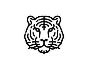 Thin line tiger head vector in outline
