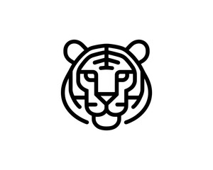Obraz premium Minimal outline tiger head icon for logos