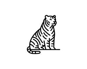 Minimal tiger outline logo black and white