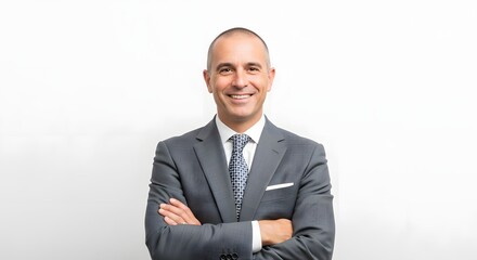 Professional headshot of a smiling businessman in suit for corporate website or business profile image