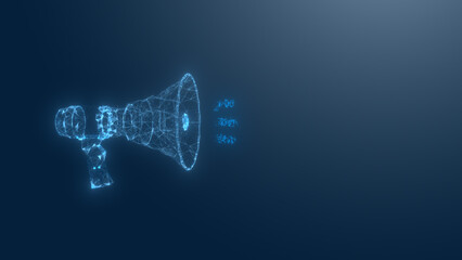 A futuristic digital megaphone emitting sound waves, symbolizing communication and technology in a modern design.